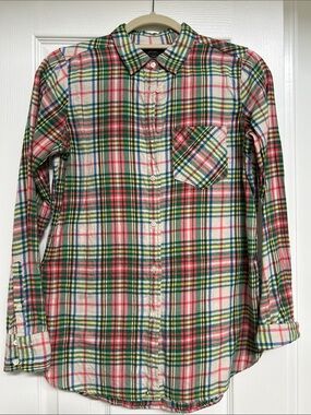 J. Crew Plaid Button-Down Shirt in Red, Green & Blue